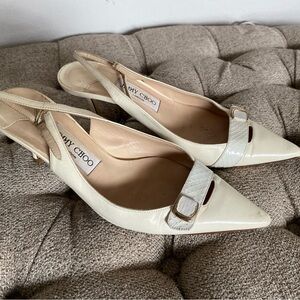 Jimmy Choo Cream Heel Slingbacks